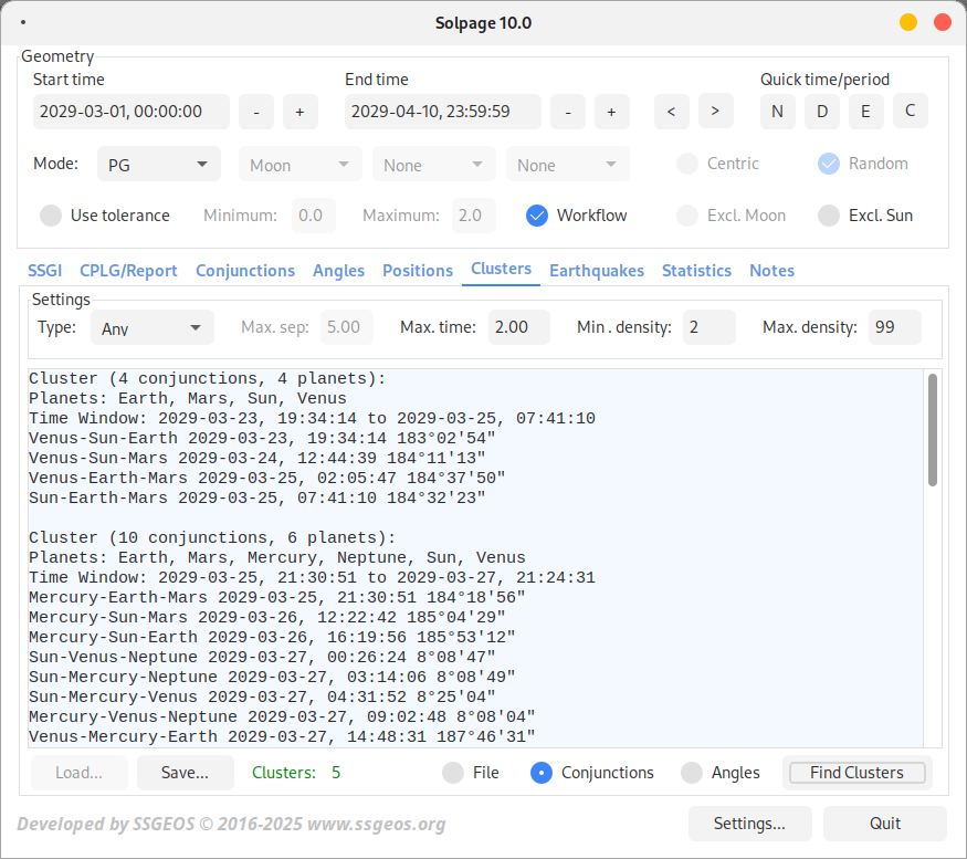 screenshot of Solpage version 10.0 beta cluster tab