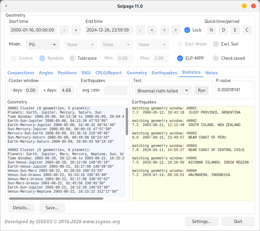 screenshot of Solpage version 11 statistics tab